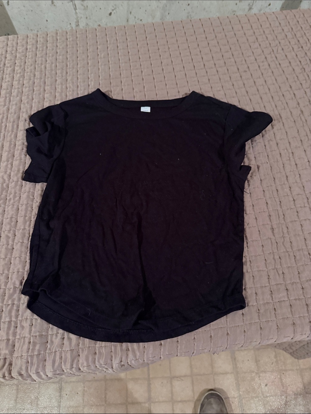 Black Women's Short Sleeve Ruffle Top - Classic Everyday Tee